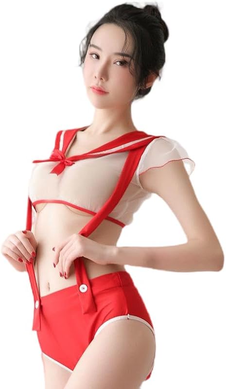 Chemise Lingerie Girl Babydoll Maid Sissy Sailor Uniform Policewoman Sexy Roleplay Mesh Nurse Garter Flirty