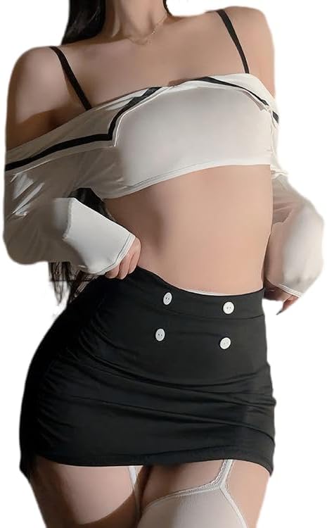 Chemise Lingerie Girl Babydoll Maid Sissy Sailor Uniform Policewoman Sexy Roleplay Mesh Nurse Garter Flirty