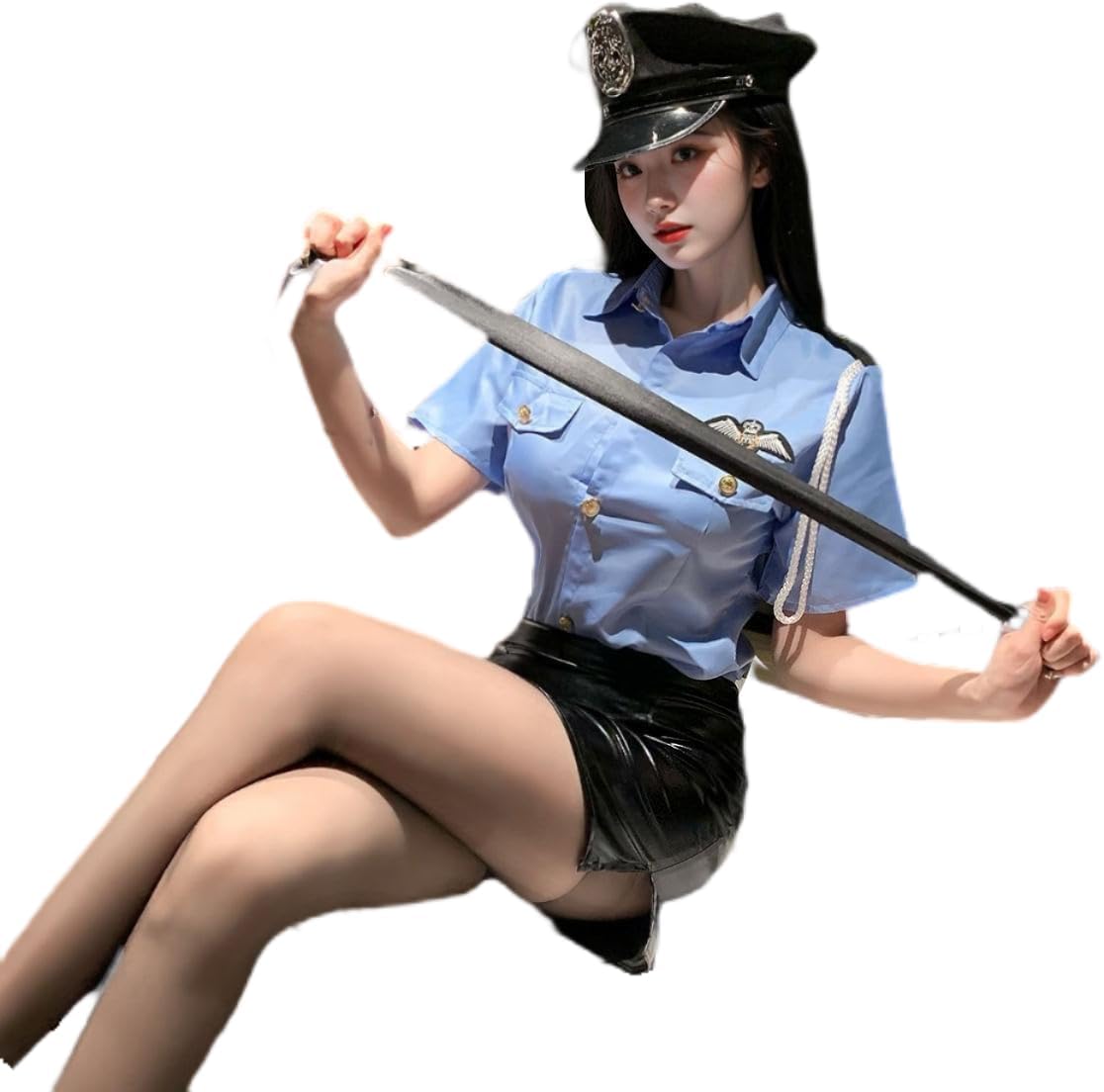 sissy Role naughty Mesh Set Attendant Perspective Nurse Secretary Cop Maid Girl Outfit Gothic Leotard